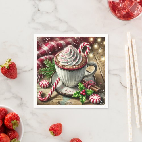 Festive Nostalgic Minty Mocha Coffee Mug Découpage Napkins