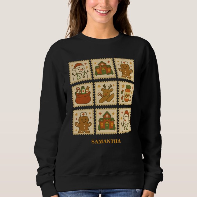 Festive Nurse Christmas Collage | Cozy Holiday Sweatshirt (Front)