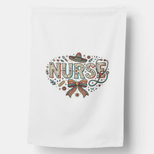 Festive Nurse Vintage Engraving Shirt Design_1 House Flag