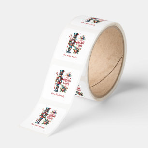 Festive Nutcracke Sweet Christmas Wishes Square Sticker