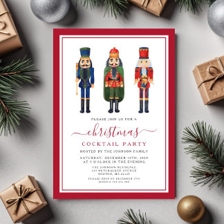 Festive Nutcracker Christmas Cocktail Party Invitation