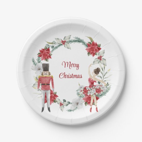 Festive nutcracker elegant christmas  paper plates