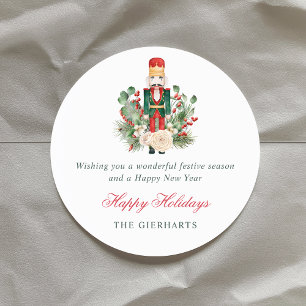 Festive Nutcracker Happy Holidays Christmas Classic Round Sticker