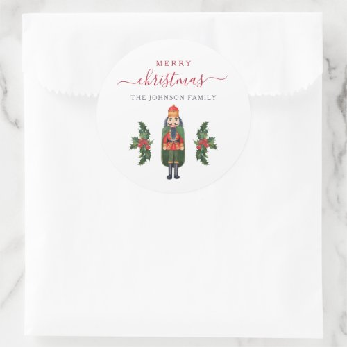 Festive Nutcracker Merry Christmas Classic Round Sticker