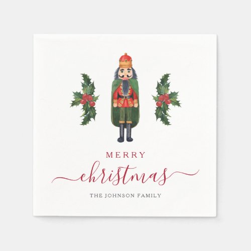 Festive Nutcracker Merry Christmas Napkins