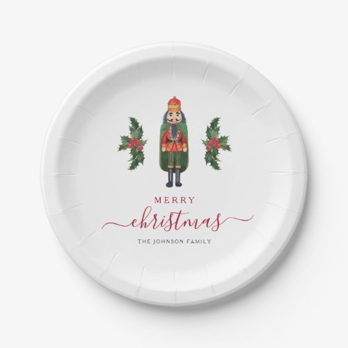 Festive Nutcracker Merry Christmas Paper Plates