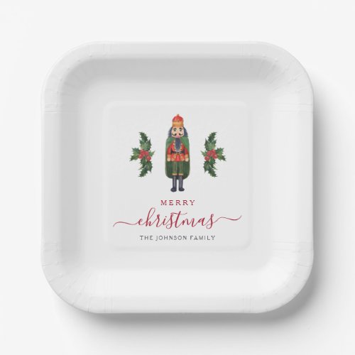 Festive Nutcracker Merry Christmas Paper Plates