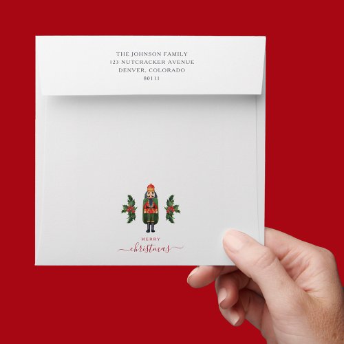 Festive Nutcracker Merry Christmas Return Address Envelope