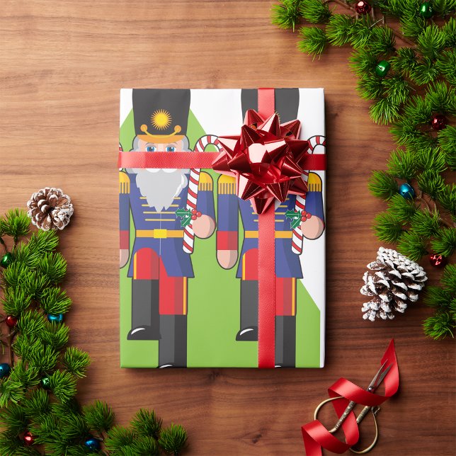 Festive Nutcracker Soldiers with Candy Canes  Wrapping Paper (Creator Uploaded)