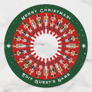Festive Nutcracker Toy Soldiers Wine Glass Tag