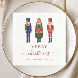 Festive Nutcrackers Script Christmas Napkins