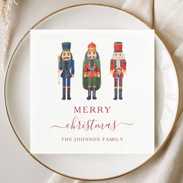 Festive Nutcrackers Script Christmas Napkins (Festive Nutcrackers Script Christmas Napkins)