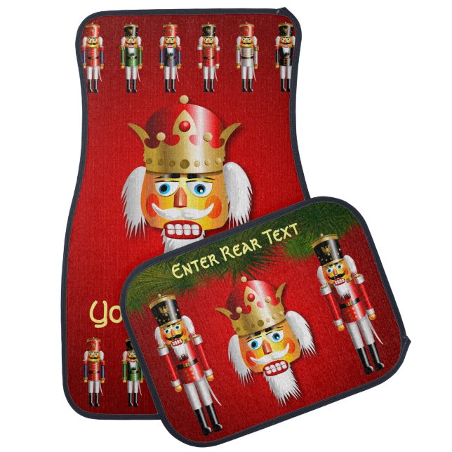 Festive Nutty Nutcracker Cartoons Car Mat (Set)