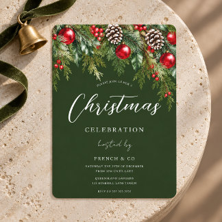 Festive Office Corporate Green Christmas Party Invitation