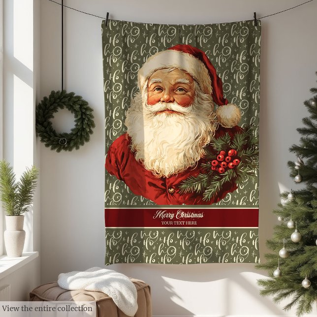 Festive Old Fashioned Santa Cozy Christmas Throw Fleece Blanket (Festive Old Fashioned Santa Cozy Christmas Throw)