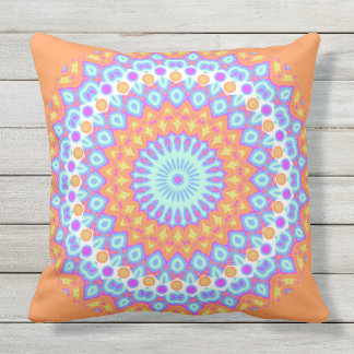 Festive Orange Pink Mandala Design 2 Throw Pillow