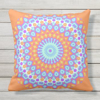 Festive Orange Pink Mandala Design 2 Throw Pillow by mariannegilliand at Zazzle
