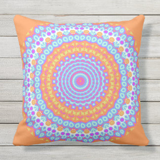 Festive Orange Pink Mandala Design 4 Throw Pillow