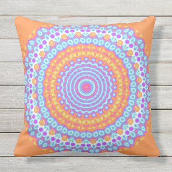Festive Orange Pink Mandala Design 4 Throw Pillow by mariannegilliand at Zazzle