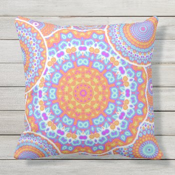 Festive Orange Pink Mandala Design Outdoor Pillow by mariannegilliand at Zazzle