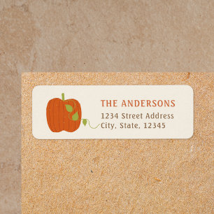 Festive Orange Pumpkin Family Name Return Address Label