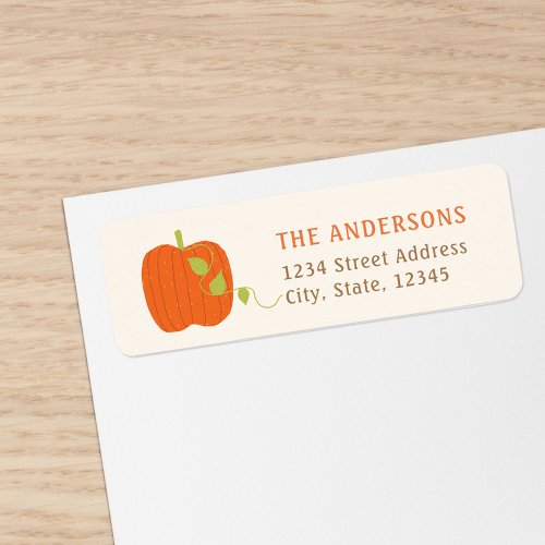 Festive Orange Pumpkin Family Name Return Address Label