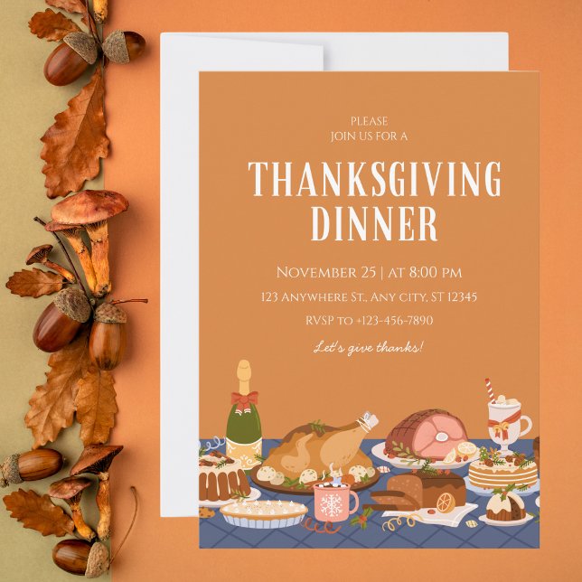 Festive Orange Thanksgiving Dinner Invitation (Creator Uploaded)