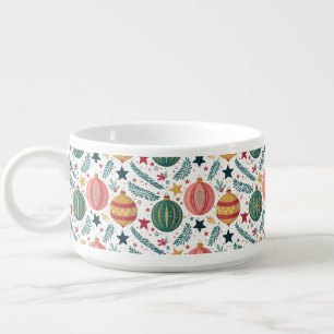 Festive Ornament and Stars Christmas Dinner Bowl
