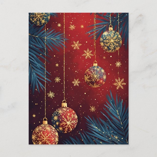 🎄 Festive Ornament Elegance Glow ❄️ Christmas Postcard (Front)