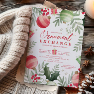 Festive Ornament Exchange Christmas Invitation