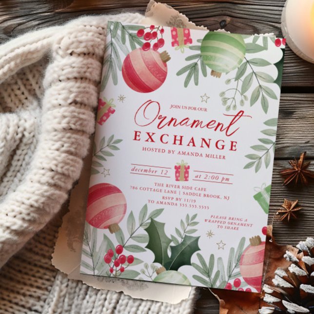 Festive Ornament Exchange Christmas Invitation (Creator Uploaded)