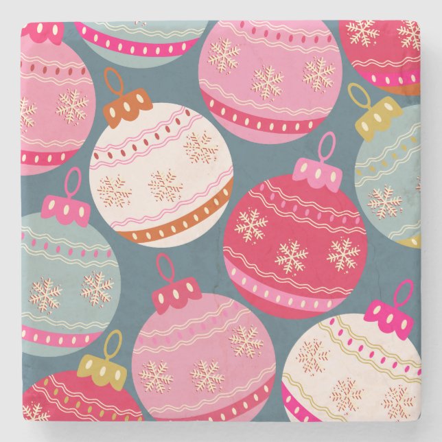 Festive Ornaments Christmas Stone Coaster (Front)