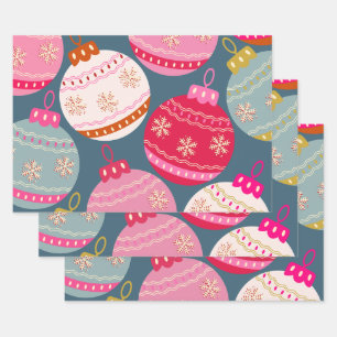 Festive Ornaments Christmas Wrapping Paper Sheets
