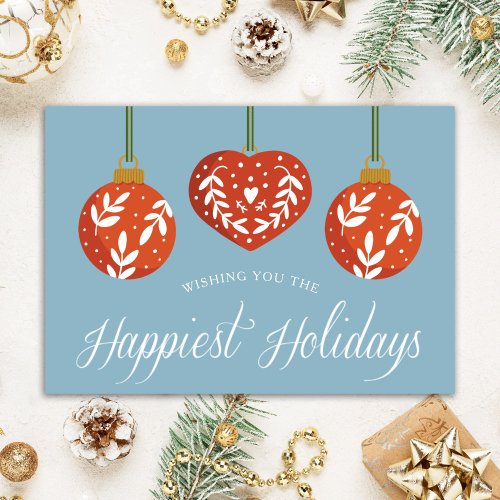 Festive Ornaments Custom Corporate Holiday Card