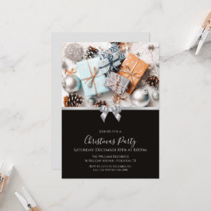 Festive Ornaments & Jewel Bow Christmas Invitation
