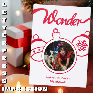 Festive Ornaments Letterpress Photo Cards