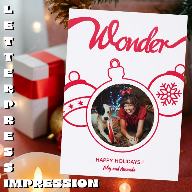 Festive Ornaments Letterpress Photo Cards (Creator Uploaded)