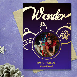 Festive Ornaments Photo Gold Foil Holiday Card