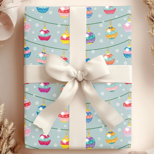  Festive Ornaments  Snowflakes Wrapping Paper