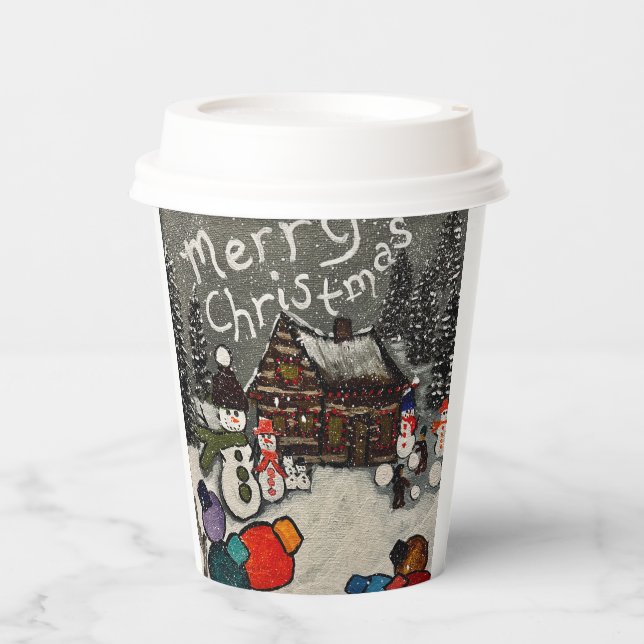 Festive paper cups fun for the whole family.  (Front)