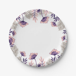 Festive paper plate with a delicate floral pattern