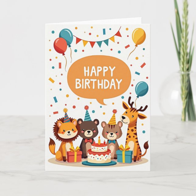 Festive Party Animals Card (Front)