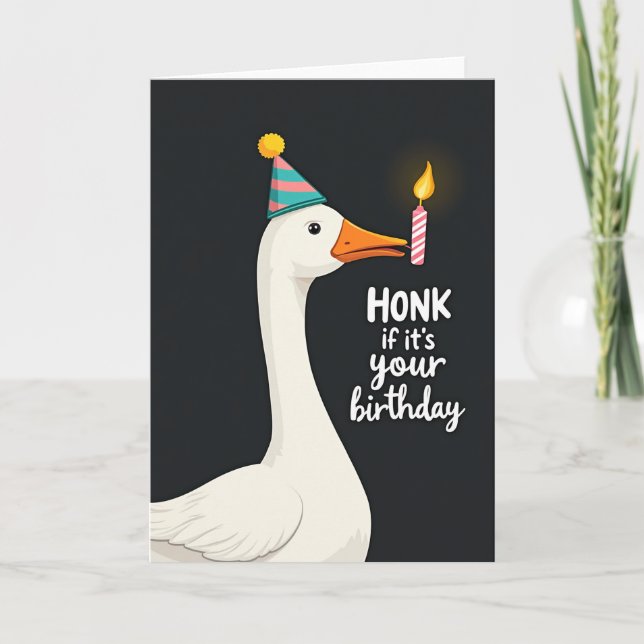 Festive Party Bird Hat Card (Front)