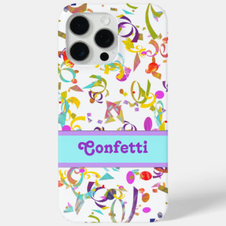 Festive Party Colorful Confetti Toss Over White iPhone 15 Pro Max Case