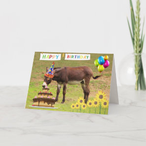 Festive Party Donkey Funny Birthday Card