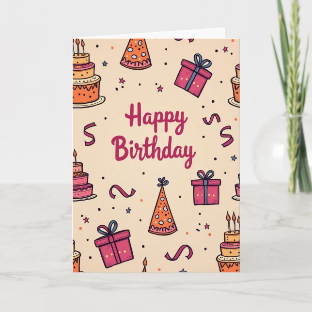 Festive Party Hat Birthday Card (Front)
