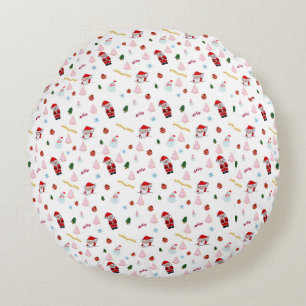 Festive Party Holiday Christmas Round Pillow
