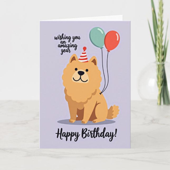 Festive Party Pup Birthday Card (Front)