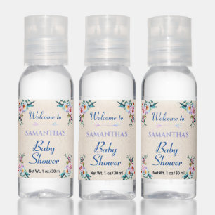 Festive Pastel Boho Floral Baby Shower Welcome Hand Sanitizer