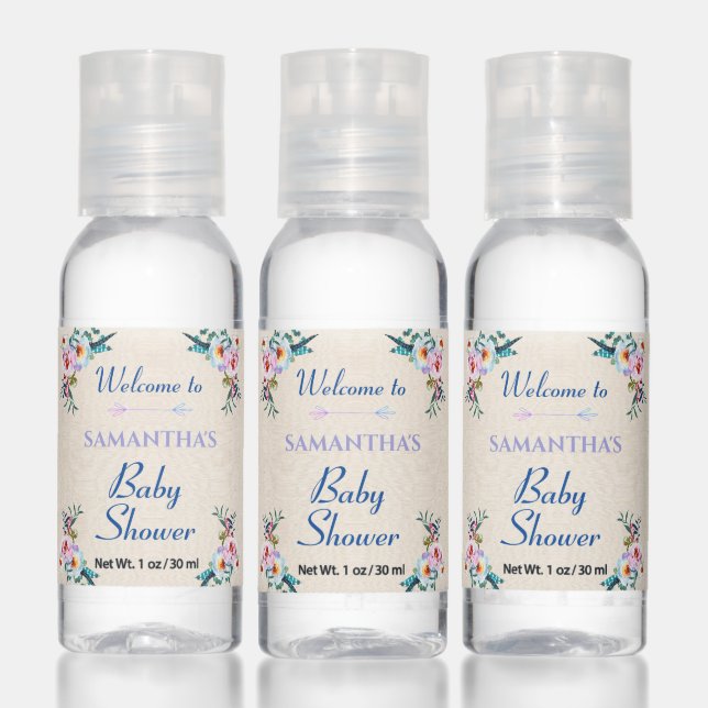 Festive Pastel Boho Floral Baby Shower Welcome  Hand Sanitizer (Set)
